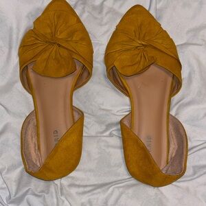 Mustard Twist Bow D'Orsay Flat (size 12 WW)